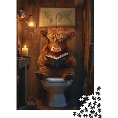 Art Highland Cow Puzzle für Erwachsene, Lernspiel, Cooles Puzzle für Erwachsene und Kinder, 1000 Teile (75 x 50 cm) von LMYmoney