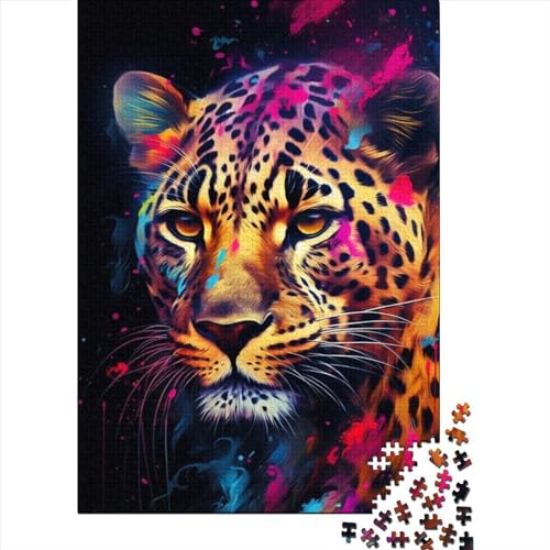 Art Leopard Puzzle 1000 Teile Schwer Puzzle Spielzeug Lernspiel Impossible Herausforderung Spielzeug Für Erwachsene Kinder 1000pcs (75x50cm) von LMYmoney
