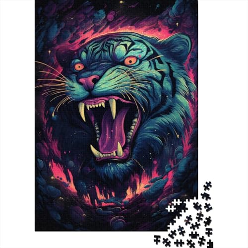 Art Tiger Puzzle Dekompressionsspielzeug Rechteckiges Papierpuzzle für Kinder und Erwachsene ab 12 Jahren 1000 Teile (38 x 26 cm) von LMYmoney