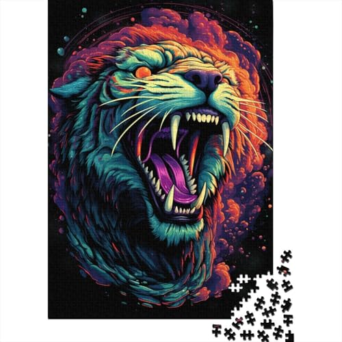 Art Tiger Puzzle Dekompressionsspielzeug Rechteckiges Papierpuzzle für Kinder und Erwachsene ab 12 Jahren 1000 Teile (38 x 26 cm) von LMYmoney