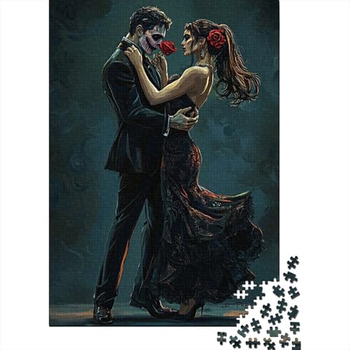 Art Vampire Love Puzzle 1000 Teile für Erwachsene, Holzpuzzle, Gehirntraining, Herausforderung, Spiel, Unterhaltung, Geschenke, Teenager, Familienaktivität (38 x 26 cm) von LMYmoney