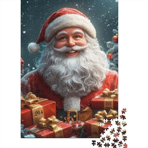 Art Weihnachtsmann-Puzzle für Erwachsene, 100% recycelte Holzplatte, Denksportaufgaben für Damen und Herren, 1000 Teile (75 x 50 cm) von LMYmoney