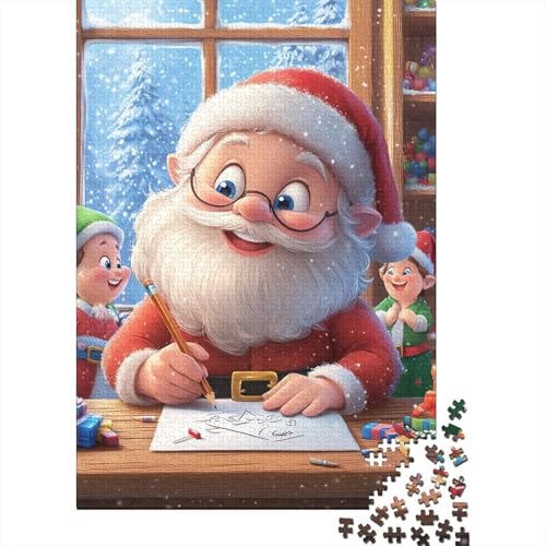 Art Weihnachtsmann-Puzzle für Erwachsene, 100% recycelte Holzplatte, Denksportaufgaben für Damen und Herren, 1000 Teile (75 x 50 cm) von LMYmoney
