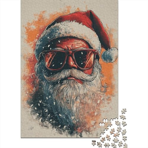Art Weihnachtsmann-Puzzle für Erwachsene, 100% recycelte Holzplatte, Denksportaufgaben für Damen und Herren, 1000 Teile (75 x 50 cm) von LMYmoney