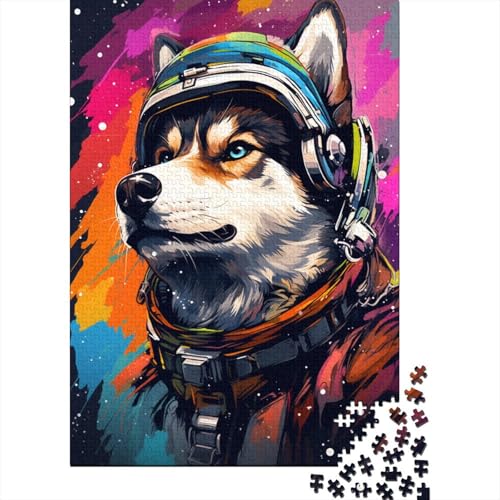 Astronaut Husky Puzzle DIY Spiel Papier Rechteckiges Puzzle für Jungen oder Mädchen Geburtstagsgeschenk 1000 Teile (38x26cm) von LMYmoney