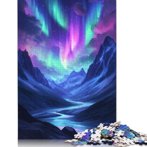 Aurora Borealis-Berglandschafts-Puzzle für Erwachsene, herausforderndes und kniffliges Puzzle für Männer, für Jungen oder Mädchen, 520 Teile (52 x 38 cm) von LMYmoney