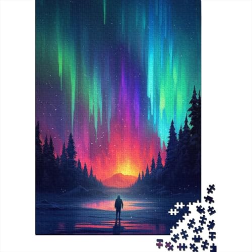 Aurora am Himmel, 1000-teiliges Puzzle für Teenager, Geschenke, Holzpuzzle, Puzzle für Erwachsene, Lernspiele für Zuhause, DIY-Spielzeug, 1000 Teile (38 x 26 cm) von LMYmoney