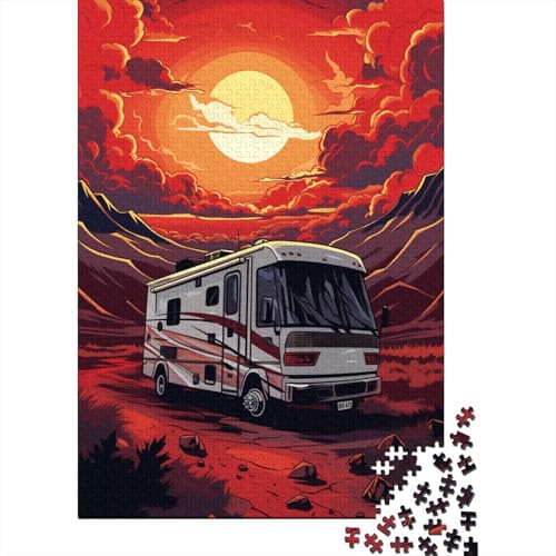 Auto bei Sonnenuntergang, 1000-teiliges Puzzle für Teenager, Geschenke, Holzpuzzle, Puzzle für Erwachsene, Lernspiele für Zuhause, DIY-Spielzeug, 1000 Teile (38 x 26 cm) von LMYmoney