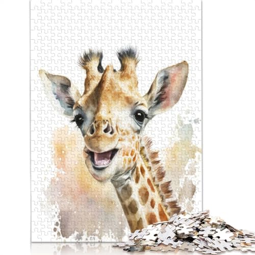 Baby-Giraffe, Aquarell-Puzzle, farbenfrohe, Coole Puzzles für Kinder ab 12 Jahren, 1000 Teile (75 x 50 cm) von LMYmoney