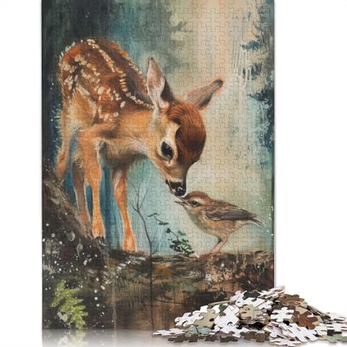 Baby-Hirsch- und Vogel-Puzzle, Dekompressionsspielzeug, rechteckiges Papierpuzzle für Kinder und Erwachsene ab 12 Jahren, 1000 Teile (26 x 38 cm) von LMYmoney