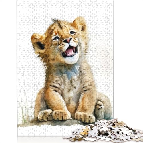 Baby-Löwe-Aquarell-Puzzle für Erwachsene, kreative Spiele, Puzzle-Geschenk für Jungen oder Mädchen, 1500 Teile (85 x 57 cm) von LMYmoney