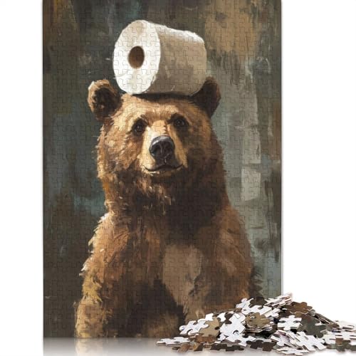 Bär mit Toilettenpapier-Puzzle für Erwachsene, kreative Spiele, Puzzle-Geschenk für Jungen oder Mädchen, 1500 Teile (85 x 57 cm) von LMYmoney