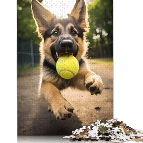 Ball- und Deutscher Schäferhund-Puzzle, kreative Spiele, 100 Prozent recycelter Karton, Puzzle für Erwachsene, 1000 Teile (26 x 38 cm) von LMYmoney