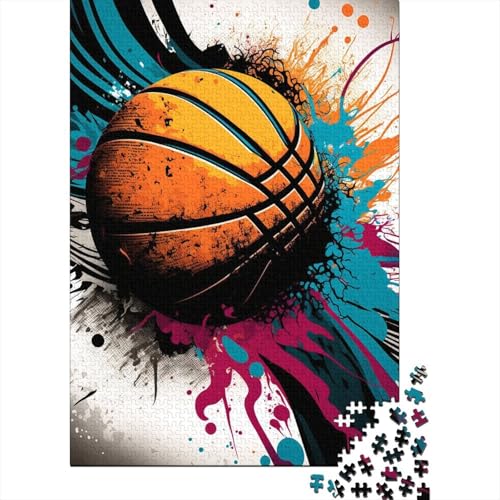 Basketball-Sport-Puzzle mit 1000 Teilen, Holzpuzzle für Teenager, lustige Puzzles 1000 Teile (38 x 26 cm) von LMYmoney
