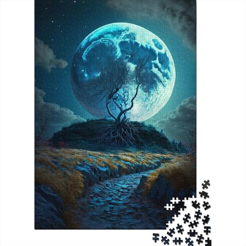 Baum auf dem Mond, 1000-teiliges Puzzle für Teenager, Geschenke, Holzpuzzle, Puzzle für Erwachsene, Lernspiele für Zuhause, DIY-Spielzeug, 1000 Teile (38 x 26 cm) von LMYmoney
