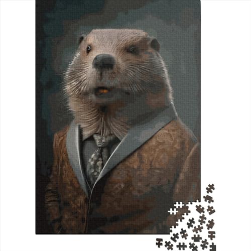 Beaver Portrait Puzzle 1000 Teile Schwer Puzzle Spielzeug Lernspiel Impossible Herausforderungsspielzeug Für Erwachsene Und Kinder Ab 14 Jahren 1000pcs (38x26cm) von LMYmoney