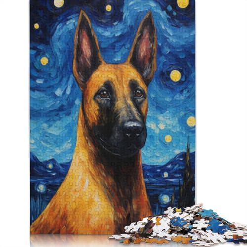 Belgischer Malinois Van Gogh Puzzle für Erwachsene, Entspannungs-Herausforderungsspielzeug, Puzzles für Erwachsene für Frauen, für Kinder ab 12 Jahren, 520 Teile (52 x 38 cm) von LMYmoney