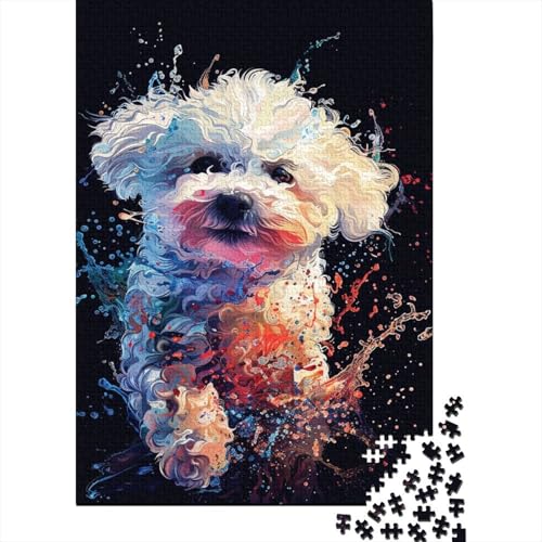 Bichon Frisé-Hundekunst-Puzzle, 100% recycelter Karton, 100% recycelter Karton, Puzzle für Jungen oder Mädchen, 1000 Teile (38 x 26 cm) von LMYmoney