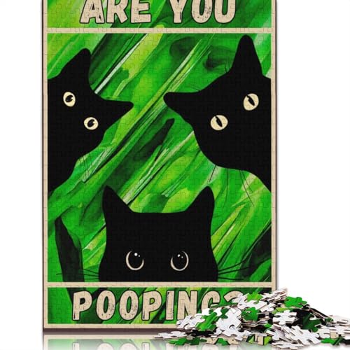 Black CAT Are You Pooping Puzzle für Erwachsene, Spielzeug, Lernspiel, schwierige Puzzles für Kinder ab 12 Jahren, 1000 Teile (75 x 50 cm) von LMYmoney