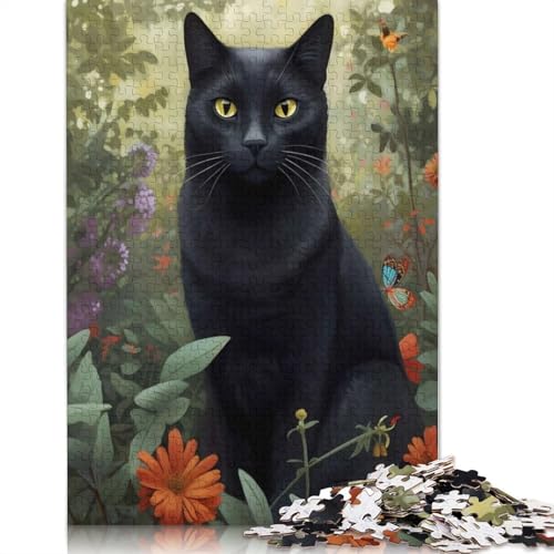 Black CAT FLORAL Blumen-Puzzle für Erwachsene, kreative Spiele, Puzzle-Geschenk für Jungen oder Mädchen, 1500 Teile (85 x 57 cm) von LMYmoney