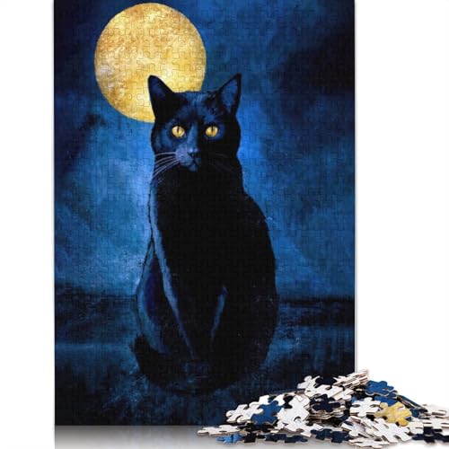 Black CAT Monet and Moon 520 Puzzles für Erwachsene, Lernspiel, Puzzlespiele für Erwachsene für Jungen oder Mädchen, 520 Teile (52 x 38 cm) von LMYmoney