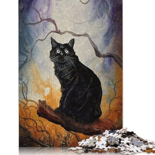 Black CAT The Haunt Paint 520 Puzzles für Erwachsene, Stressabbau, Puzzlespiele für Erwachsene, für Erwachsene und Kinder, 520 Teile (52 x 38 cm) von LMYmoney