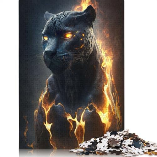 Black Panther Fantasy Fire Puzzles 1000 Teile Schwer Puzzle Spielzeug Lernspiel Impossible Herausforderung Spielzeug Für Erwachsene Und Kinder Ab 12 Jahren 1000pcs (75x50cm) von LMYmoney