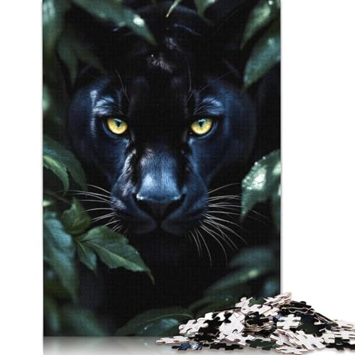 Black Panther Nahaufnahme-Puzzle, kreative Spiele, 100 Prozent recycelter Karton, Puzzle für Erwachsene, 1000 Teile (75 x 50 cm) von LMYmoney