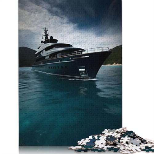 Black Yacht Puzzle 1000-teilige Schwer Puzzle Spielzeug Lernspiel Impossible Herausforderungsspielzeug Für Erwachsene Und Kinder Ab 12 Jahren 1000pcs (75x50cm) von LMYmoney