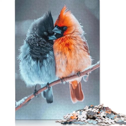 Blau-rotes Rotkehlchen-Vogel-Puzzle, rechteckig, aus 100 Prozent recycelter Pappe, als Geschenk für Erwachsene und Kinder, 1000 Teile (26 x 38 cm) von LMYmoney