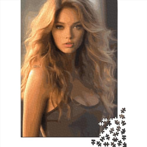 Blond Girl Puzzle 1000 Teile Schwer Puzzle Spielzeug Lernspiel Impossible Herausforderungsspielzeug Für Erwachsene Kinder 1000pcs (38x26cm) von LMYmoney