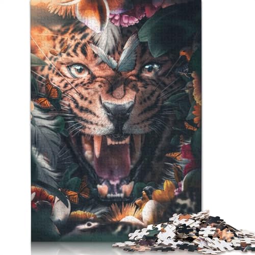 Blumen-Leoparden-Puzzle, DIY-Spiel, rechteckiges Papierpuzzle für Jungen oder Mädchen, Geburtstagsgeschenk, 1000 Teile (75 x 50 cm) von LMYmoney