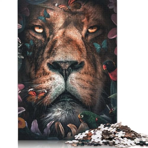 Blumenlöwen-Puzzle, DIY-Spiel, Premium-Karton-Puzzle für Frauen und Männer, Kindertagsgeschenke, 1000 Teile (75 x 50 cm) von LMYmoney