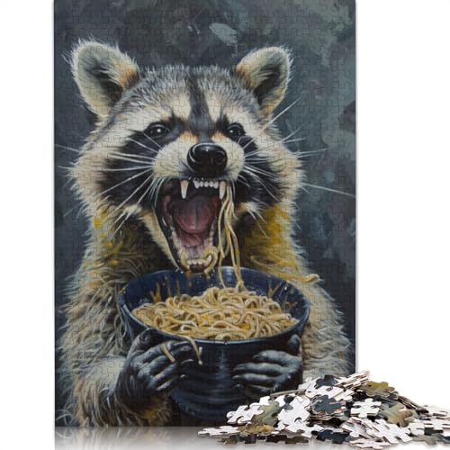 Böser Waschbär, der Essen isst, Puzzle, Entspannungs-Herausforderung, Spielzeug, rechteckiges Papierpuzzle für Jungen oder Mädchen, Vatertagsgeschenke, 1000 Teile (75 x 50 cm) von LMYmoney