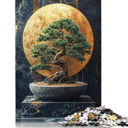 Bonsai Tree with Golden Moon Puzzles 1000 Teile Schwer Puzzle Spielzeug Pädagogisches Spiel Impossible Herausforderung Spielzeug Für Erwachsene Kinder 1000pcs (38x26cm) von LMYmoney