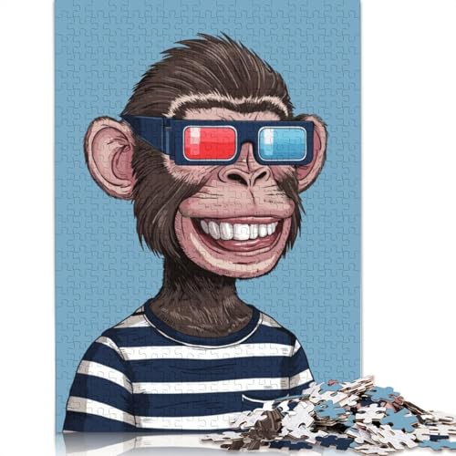 Bored Ape 3D-Brillen-Puzzle, Premium-Puzzle aus 100% recyceltem Kartonpapier, rechteckig, für Erwachsene und Teenager, einzigartiges Geschenk, 1000 Teile (26 x 38 cm) von LMYmoney