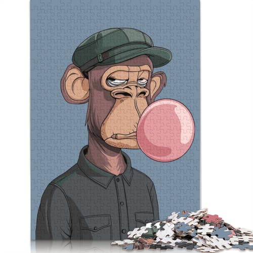 Bored Ape Bubble Pink Puzzle, Premium-Puzzle aus 100% recyceltem Kartonpapier, rechteckig, für Jungen oder Mädchen, 1000 Teile (26 x 38 cm) von LMYmoney