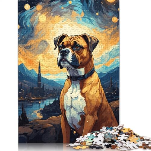 Boxer Starry Night Puzzle 1000-teilige Schwer Puzzle Spielzeug Lernspiel Impossible Herausforderungsspielzeug Für Erwachsene Und Kinder Ab 12 Jahren 1000pcs (75x50cm) von LMYmoney