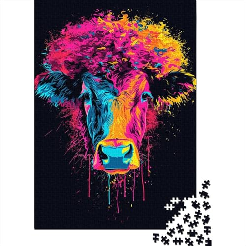 Bunte Kuh 1000 Teile Puzzle für Teenager Geschenke Holzpuzzle Puzzle für Erwachsene Heimlernspiele DIY Spielzeug 1000pcs (38x26cm) von LMYmoney