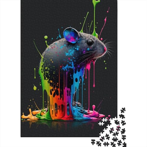 Bunte Maus 1000-teiliges Puzzle für Teenager, Geschenke, Holzpuzzle, Puzzle für Erwachsene, Lernspiele für zu Hause, DIY-Spielzeug, 1000 Teile (38 x 26 cm) von LMYmoney