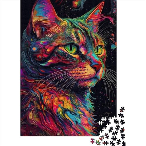 Bunte Weltraumkatzen, 1000-teiliges Puzzle für Erwachsene und Teenager, Teenager, Mann, Frau, Geschenk, 1000 Teile (38 x 26 cm) von LMYmoney