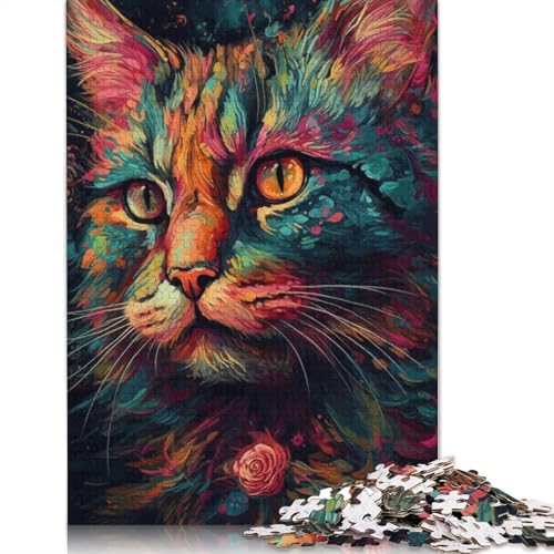 Bunte Weltraumkatzen, 1000-teiliges Puzzle für Teenager, Geschenke, Holzpuzzle, Puzzle für Erwachsene, Lernspiele für Zuhause, DIY-Spielzeug, 1000 Teile (75 x 50 cm) von LMYmoney