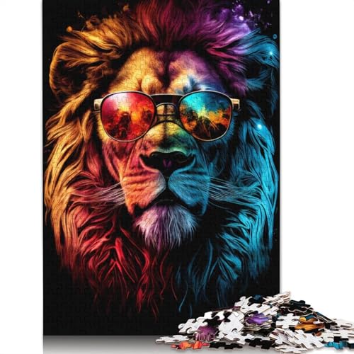 Bunter Löwe mit Brille, Puzzle für Erwachsene, 1000 Teile, Puzzle für Teenager ab 12 Jahren, 1000 Teile (75 x 50 cm) von LMYmoney