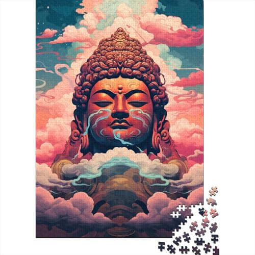 Buntes, künstlerisches Buddha-Statuen-Puzzle, hochwertiges, 100% recyceltes Papppapier, rechteckiges Puzzle für Jungen oder Mädchen, 1000 Teile (75 x 50 cm) von LMYmoney