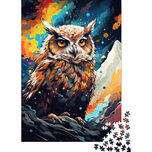 Buntes, künstlerisches Eulen-Puzzle, präzises, ineinandergreifendes rechteckiges Papierpuzzle für Jungen oder Mädchen, 1000 Teile (38 x 26 cm) von LMYmoney