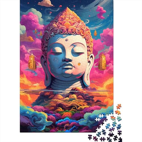 Buntes, künstlerisches Puzzle mit Buddha-Statue, lustige Aktivität für zu Hause, hochwertiges Karton-Puzzle für Erwachsene und Teenager, 1000 Teile (75 x 50 cm) von LMYmoney