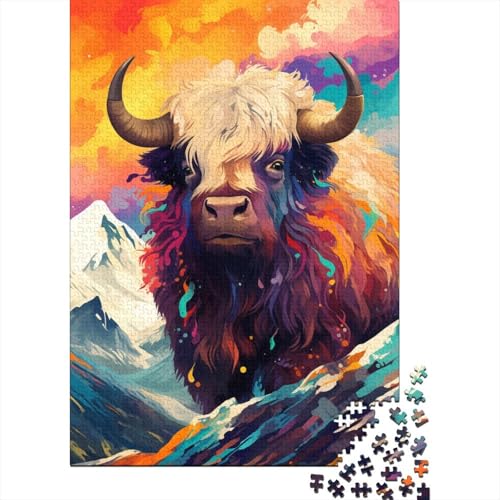 Buntes Art Yak Puzzle, kreative Spiele, 100% recycelter Karton, Puzzle für Erwachsene, 1000 Teile (38 x 26 cm) von LMYmoney