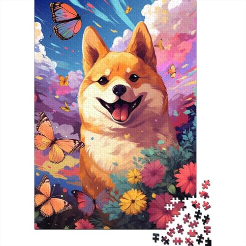 Buntes Corgi-Puzzle, rechteckig, aus Pappe, 100% recyceltem Karton, für Erwachsene, 1000 Teile (75 x 50 cm) von LMYmoney