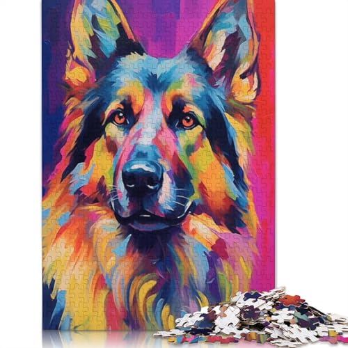 Buntes Gemälde-Puzzle für Erwachsene mit deutschem Schäferhund, 1000 Teile, Holzpuzzle für Erwachsene, Puzzles für Jugendliche ab 12 Jahren, (75 x 50 cm) von LMYmoney