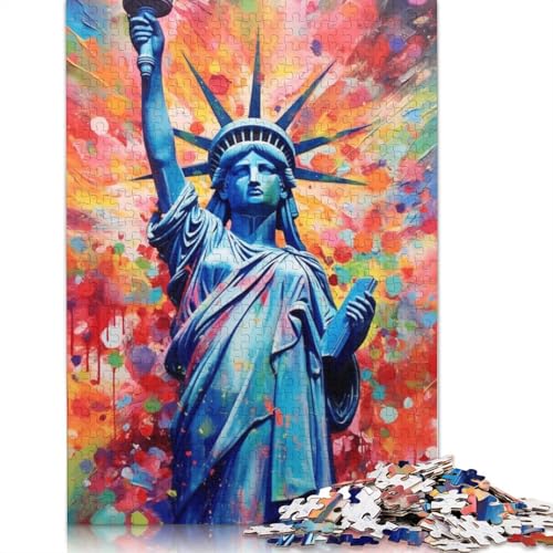 Buntes Gemälde der Freiheitsstatue, Puzzle für Erwachsene, 1000 Teile, Puzzle für Erwachsene und Teenager, Familienspiel, 1000 Teile (75 x 50 cm) von LMYmoney